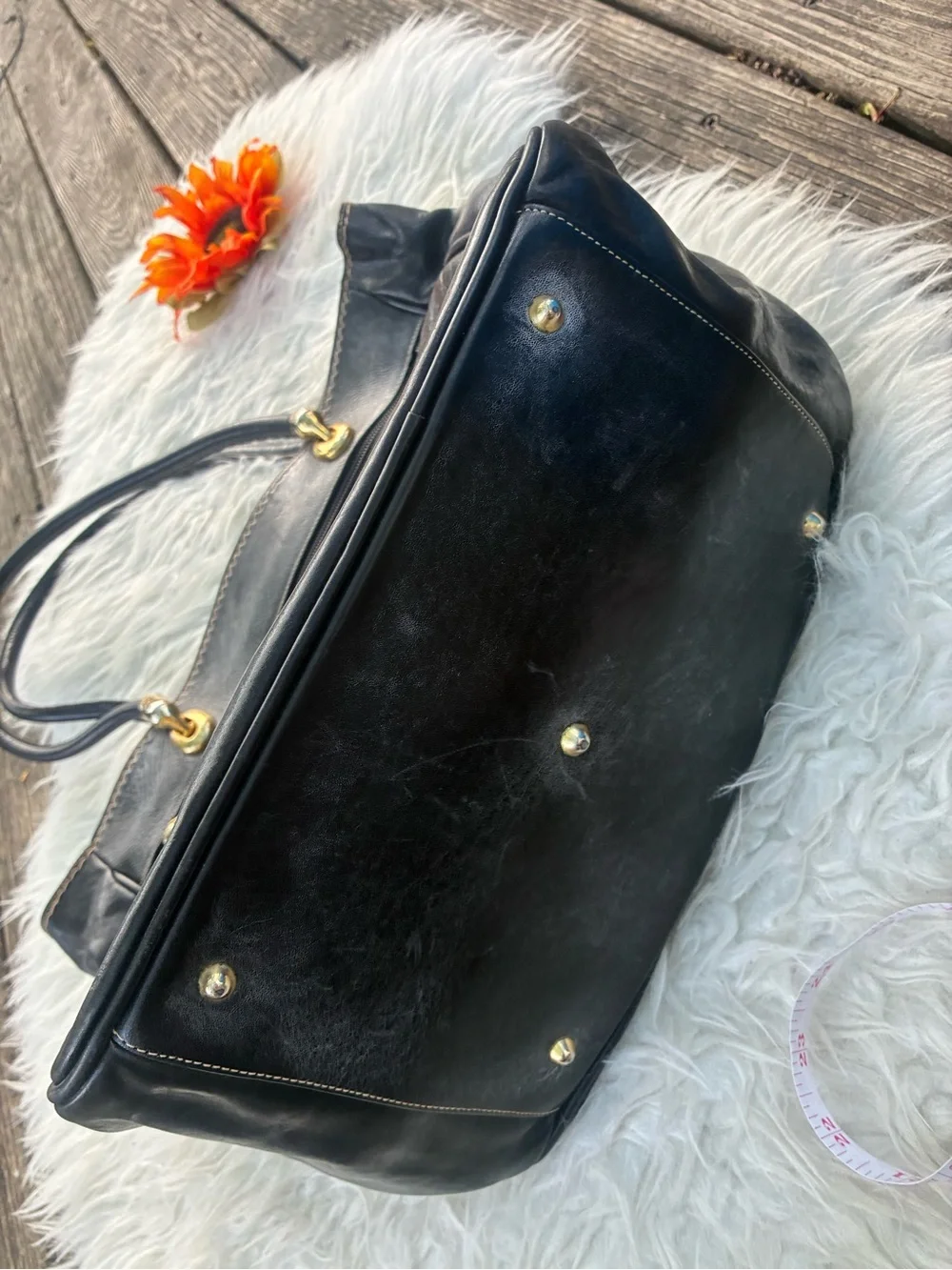 🌺LARGE genuine leather tote shoulder bag black🌺 - Picture 9 of 10